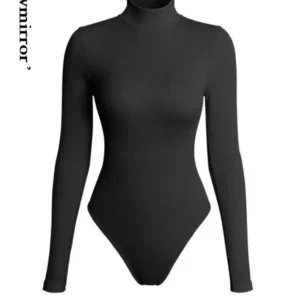 Czarne bodycon body damskie na imprezę – elegancki fason Czarny