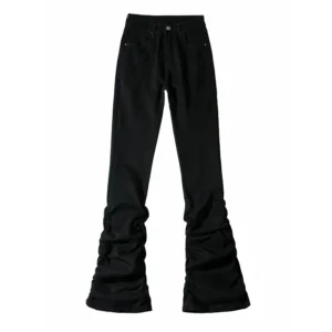 Czarne jeansy dzwony damskie Goth Retro Y2k — high-rise boot cut Czarny