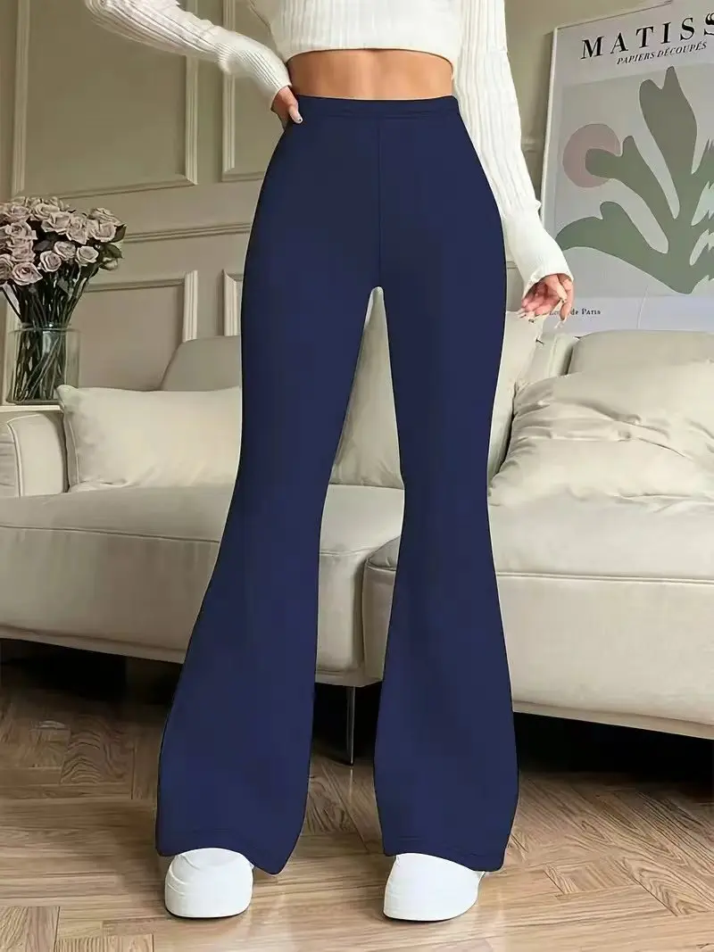Czarne legginsy z dzwonkiem do jogi i fitnessu Granatowy