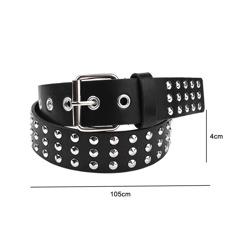 Czarny pasek punk z nitami i kulami w stylu rock goth Ciemnoszary