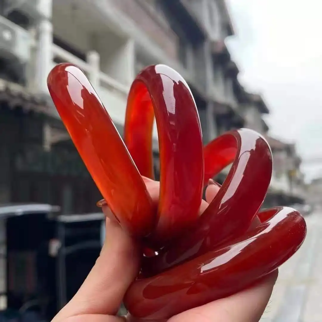 Czerwona bransoletka z chalcedonu naturalny jadeit 7A Czerwony