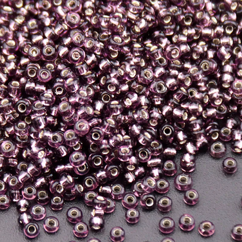 Czeskie szklane koraliki seed ze srebrną lamówką — 30 kolorów Nagi