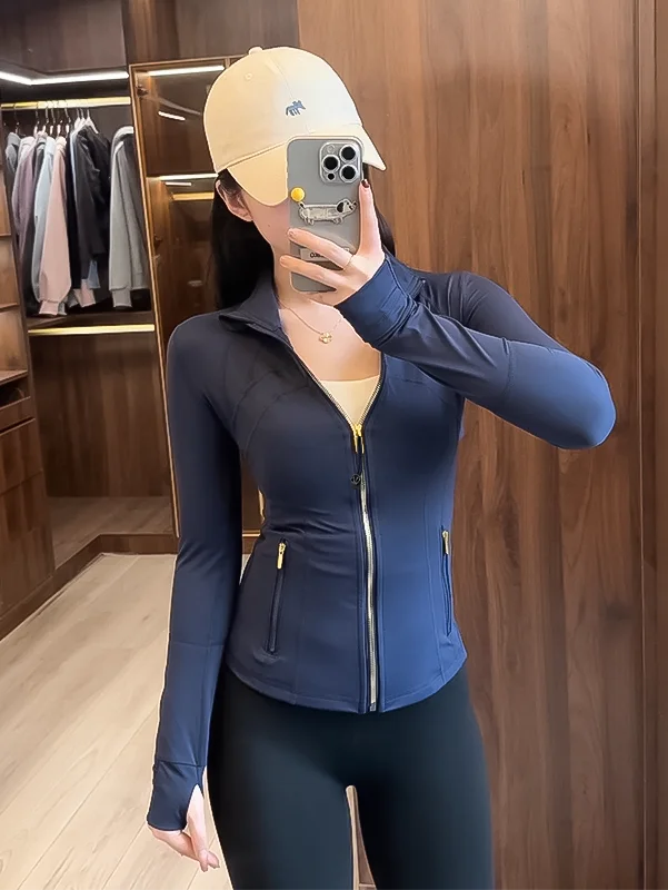 Damska bluza sportowa ze stójką do fitnessu Niebieski
