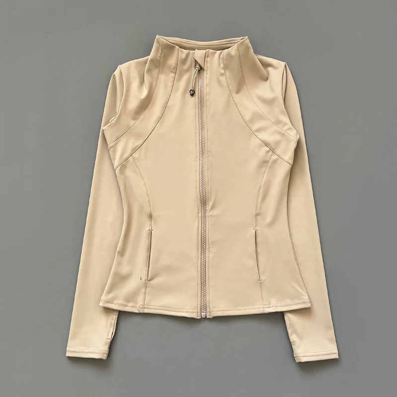 Damska bluza sportowa ze stójką szybkoschnąca Khaki