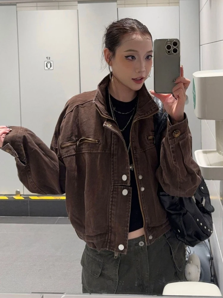 Damska kurtka safari z kapturem w stylu vintage Harajuku Niebieski