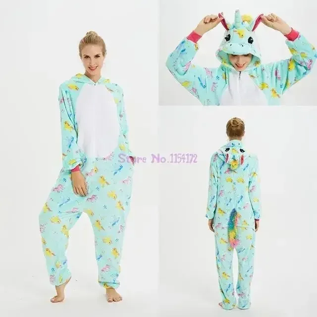 Damska piżama kigurumi onesie jednorożec - flanela z kapturem Jasny