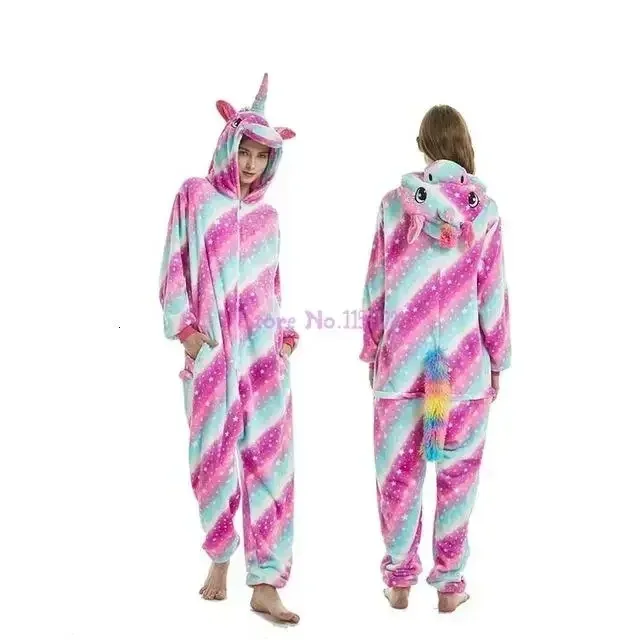 Damska piżama kigurumi onesie jednorożec - flanela z kapturem żółty