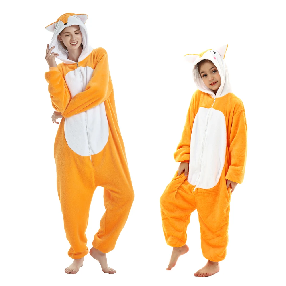 Damska piżama kigurumi ze zwierzętami z kapturem Szary
