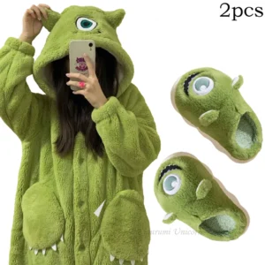 Damska piżama onesie jednorożec - długi szlafrok kigurumi z kapciami Beżowy