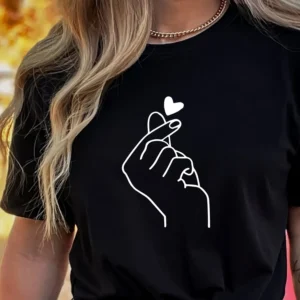Damski basic top z okrągłym dekoltem i krótkim rękawem Czarny