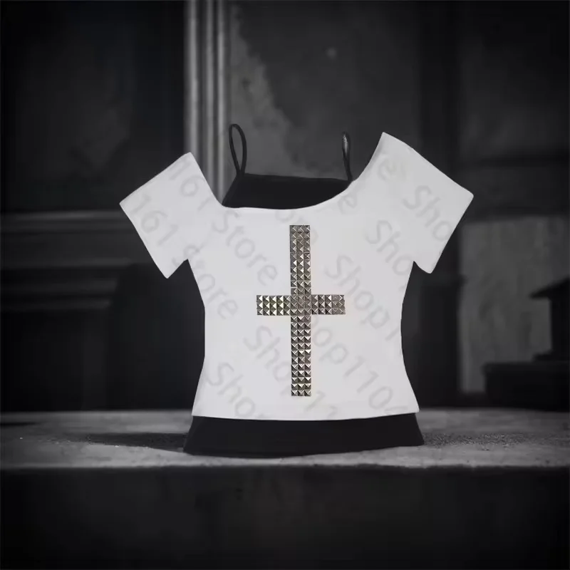 Damski crop top z długim rękawem w stylu gotyckim Y2K Szary