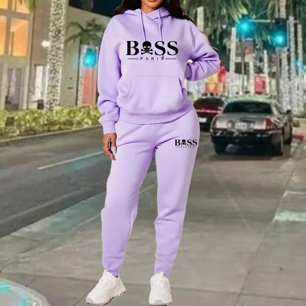 Damski dres dwuczęściowy — bluza i spodnie dresowe Jasny fiolet