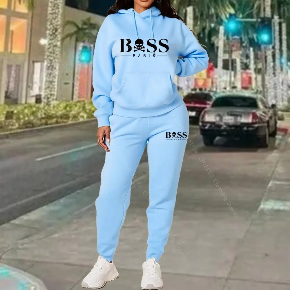 Damski dres dwuczęściowy — bluza i spodnie dresowe Jasny niebieski