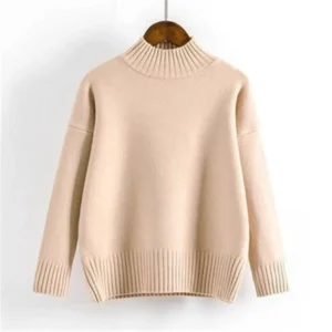 Damski golf dzianinowy w stylu casual Khaki