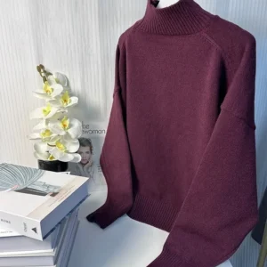 Damski golf KONDALA w stylu vintage o luźnym kroju Czerwony