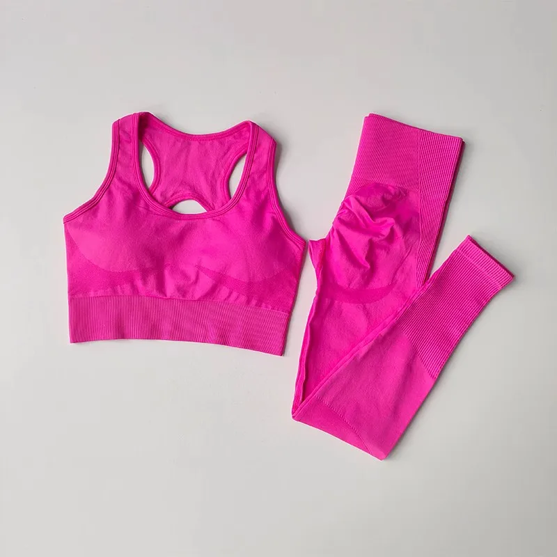 Damski komplet fitness – biustonosz i legginsy Amarantowy