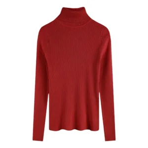 Damski sweter z golfem w stylu koreańskim Czerwony