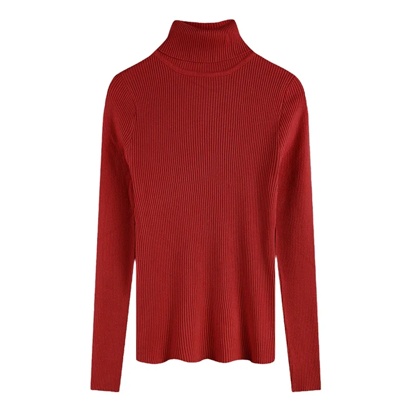 Damski sweter z golfem w stylu koreańskim Czerwony