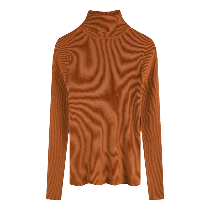 Damski sweter z golfem w stylu koreańskim Caramel