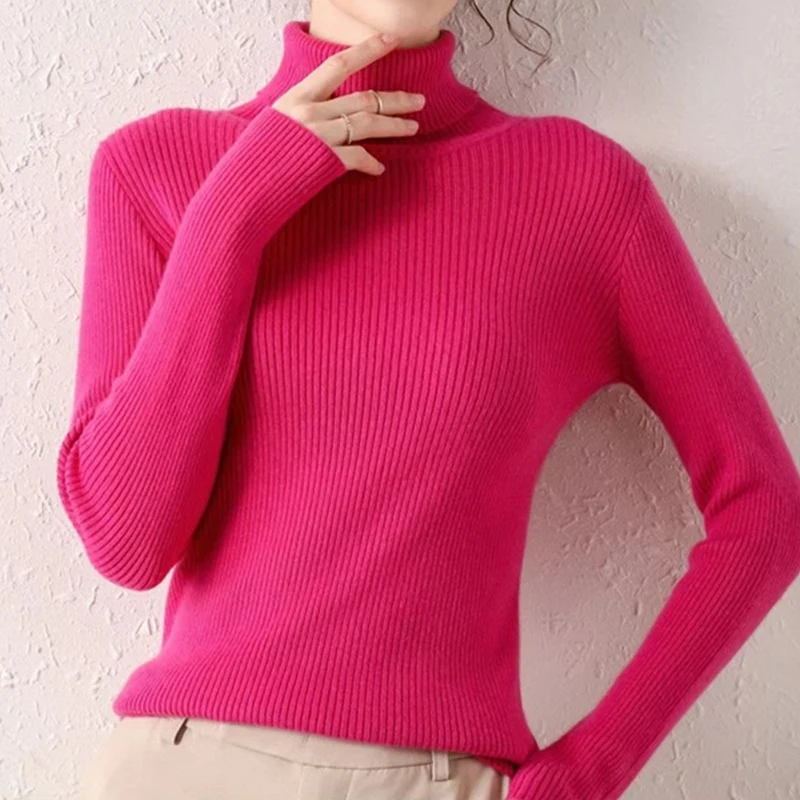 Damski sweter z golfem z miękkiej dzianiny Brązowy