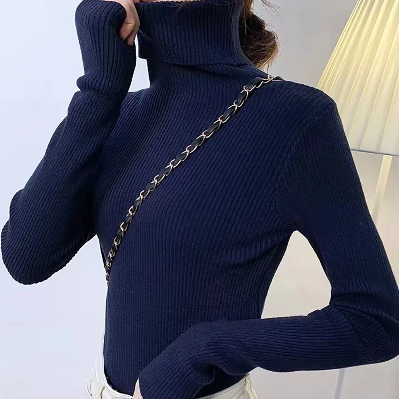Damski sweter z golfem z miękkiej dzianiny Ciemnoszary