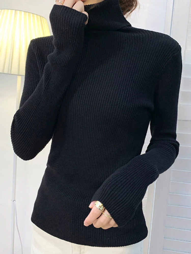 Damski sweter z golfem z miękkiej dzianiny Czerwony