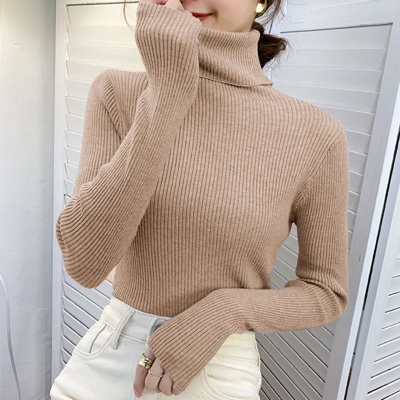Damski sweter z golfem z miękkiej dzianiny Srebrny