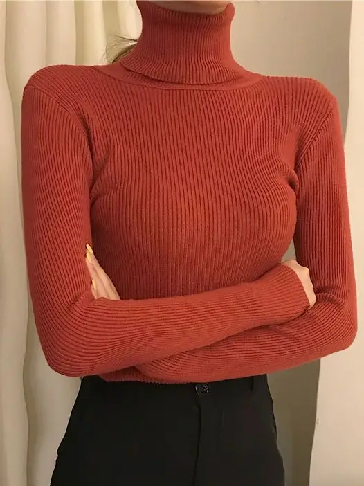 Damski sweter z golfem z miękkiej dzianiny Szary