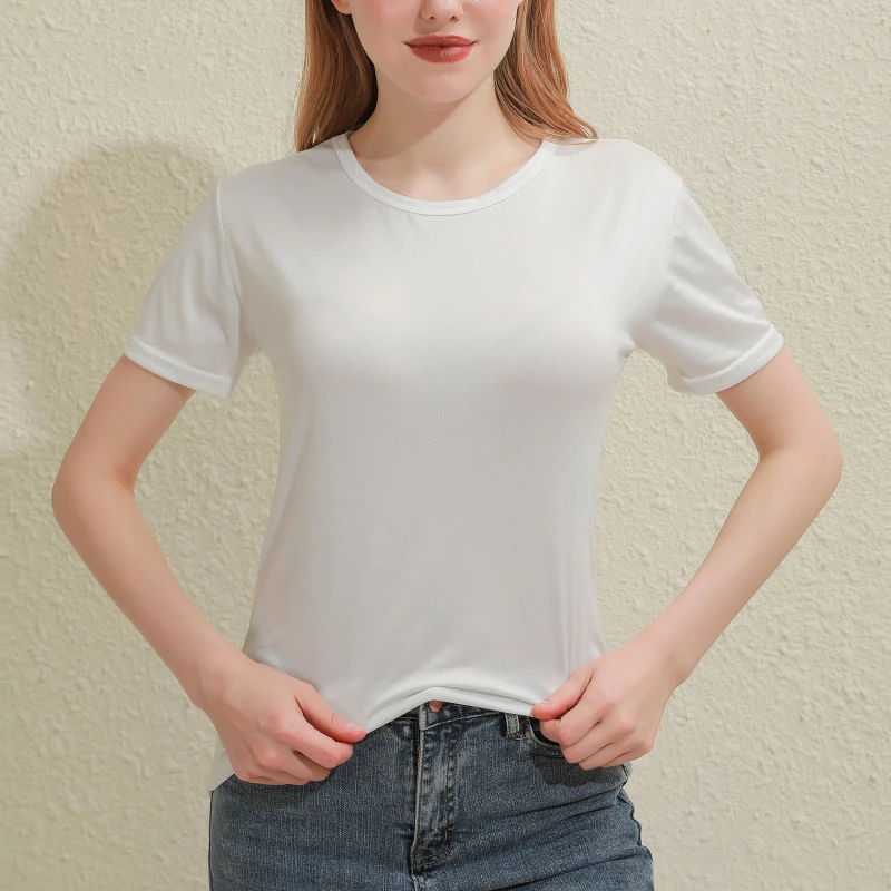 Damski t-shirt bawełniany z dekoltem V Czarny