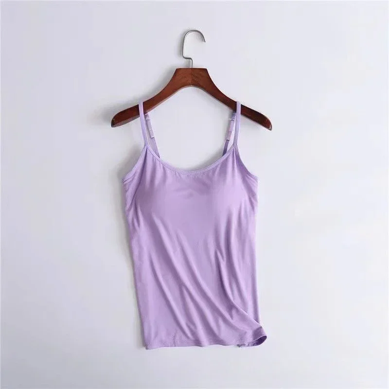 Damski Top na Ramiączkach z Wbudowanym Biustonoszem Camisole Błękitny