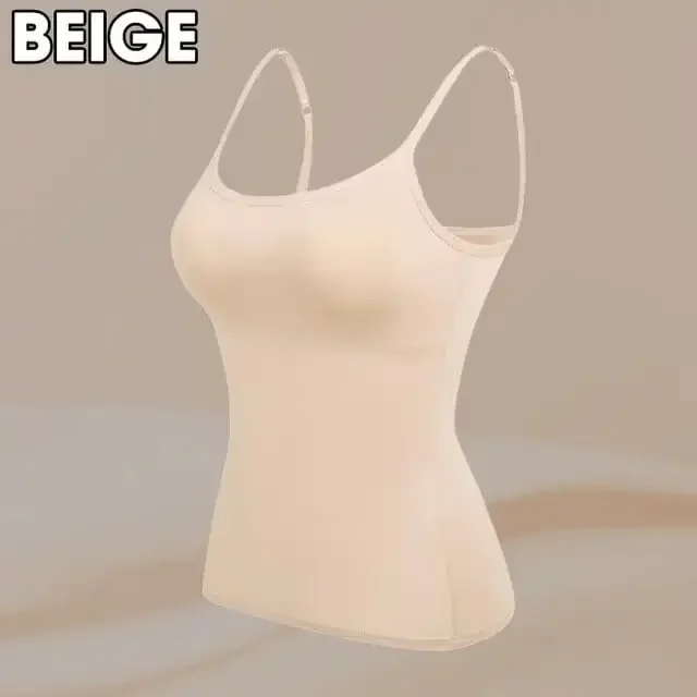 Damski Top na Ramiączkach z Wbudowanym Biustonoszem Camisole Brązowy