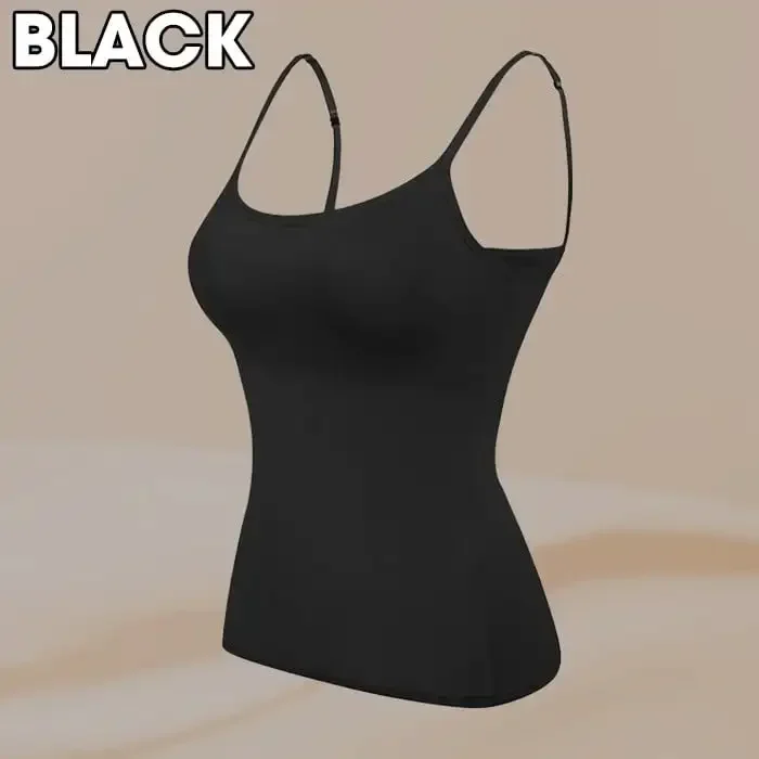 Damski Top na Ramiączkach z Wbudowanym Biustonoszem Camisole Czarny