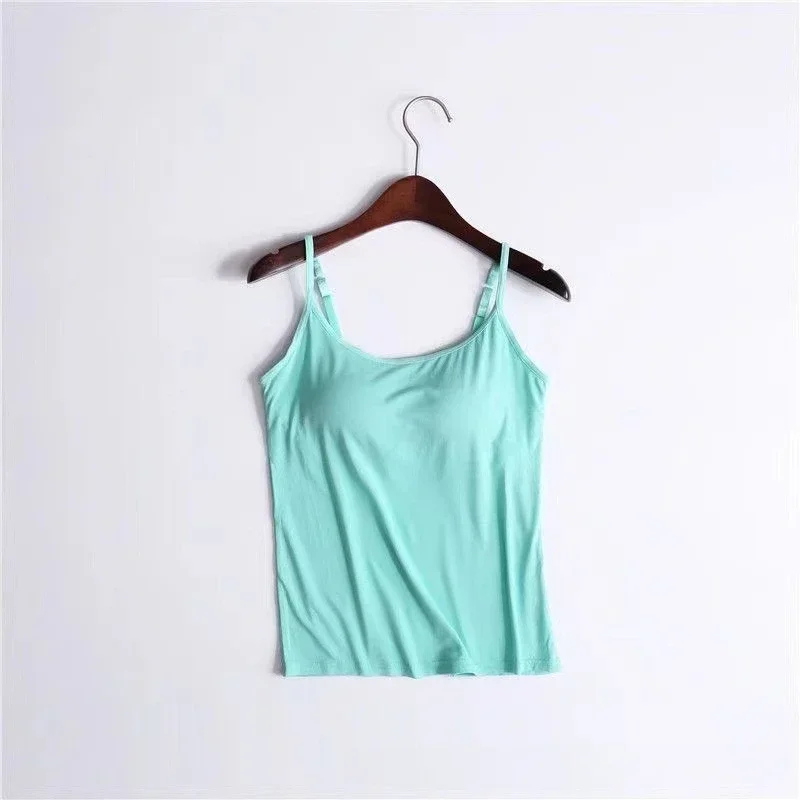 Damski Top na Ramiączkach z Wbudowanym Biustonoszem Camisole Szary