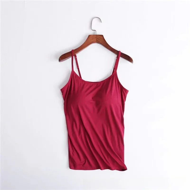 Damski Top na Ramiączkach z Wbudowanym Biustonoszem Camisole Złoto