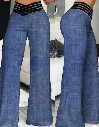 Damskie eleganckie spodnie z siateczką i wysokim stanem Brązowy