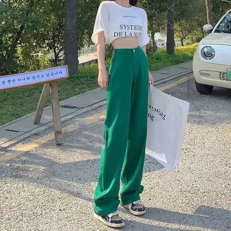 Damskie jeansy proste w wielu kolorach na wiosnę Błękitny