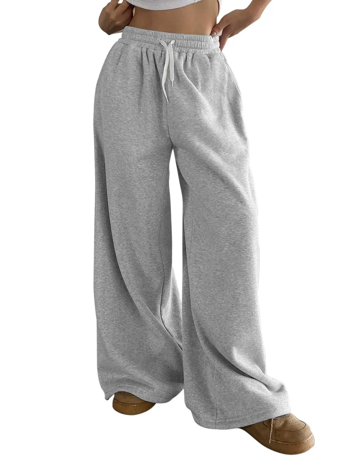 Damskie spodnie dresowe polar plus size kolorowe oversize Czarny