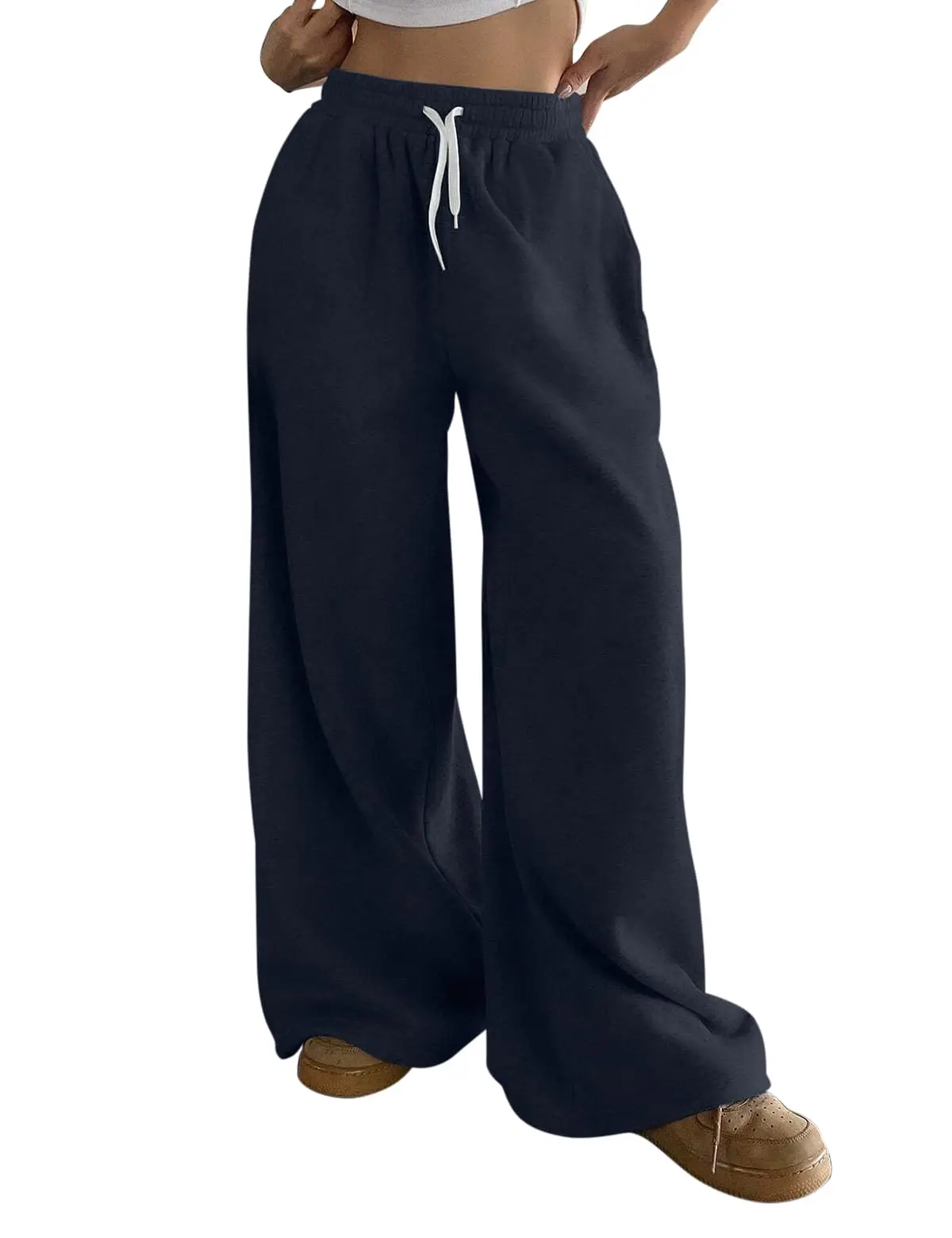 Damskie spodnie dresowe polar plus size kolorowe oversize Srebrny