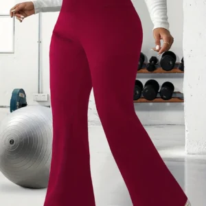 Damskie spodnie sportowe plus size z wysokim stanem Czerwony