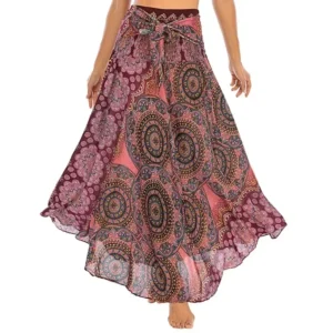 Długa spódnica boho maxi luźna letnia Pomarańczowa czerwona