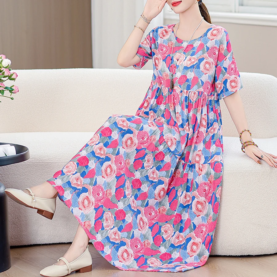 Długa sukienka plażowa boho plus size w stylu vintage Armijna zieleń