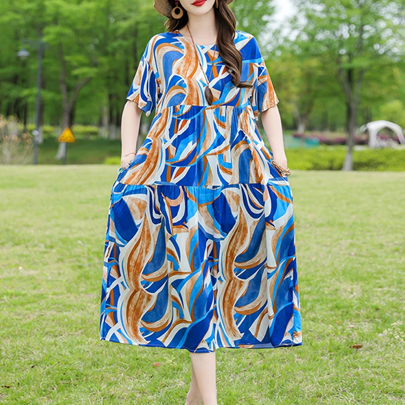 Długa sukienka plażowa boho plus size w stylu vintage Kolba