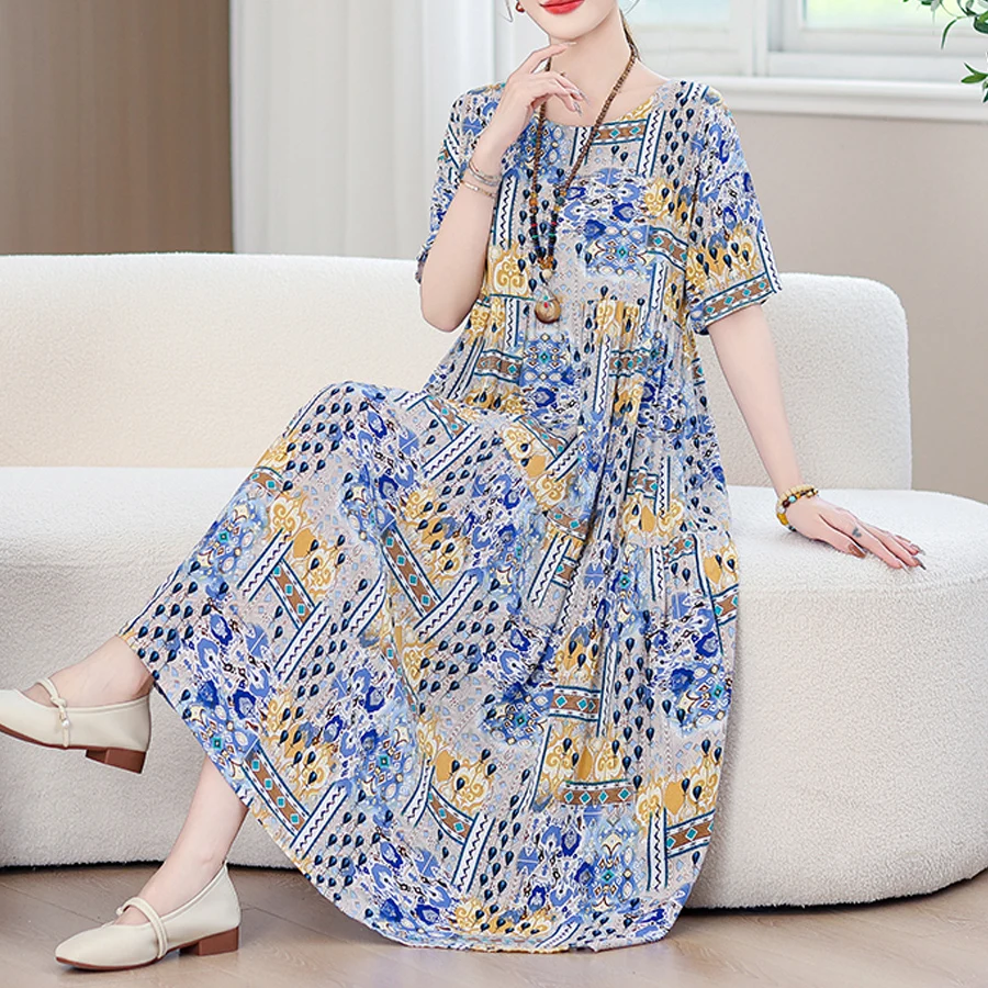 Długa sukienka plażowa boho plus size w stylu vintage Zielony