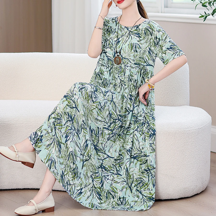 Długa sukienka plażowa boho plus size w stylu vintage Złoto