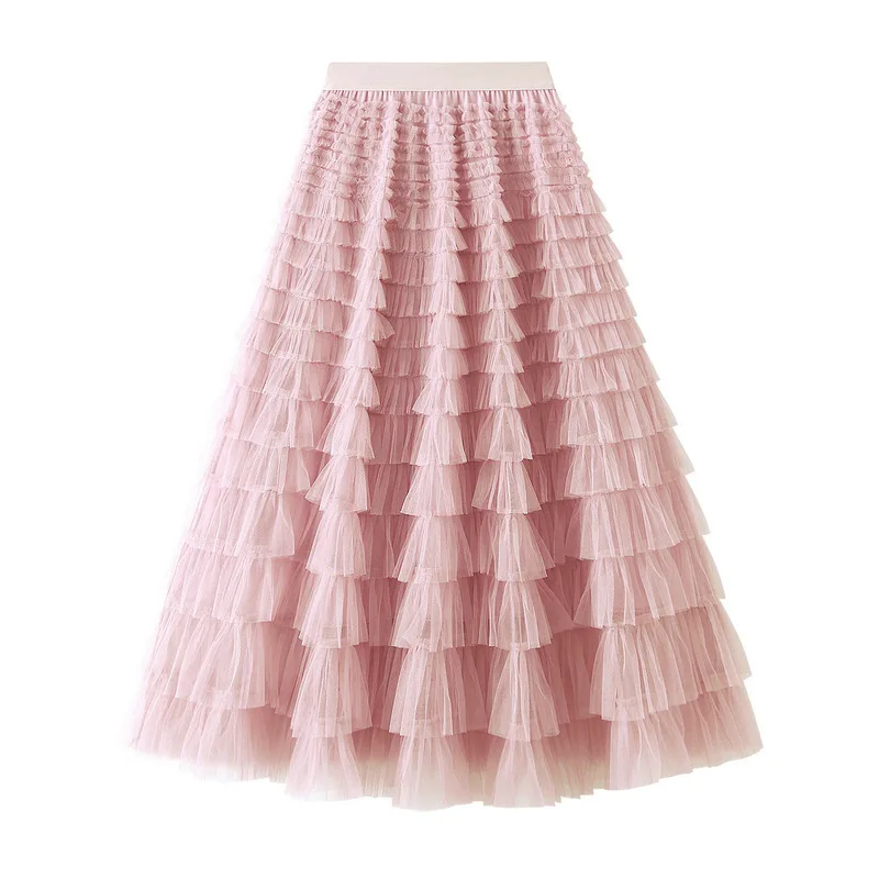 Długa tiulowa spódnica damska – marszczona elegancka tutu Głównik