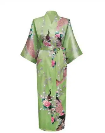 Długi szlafrok kimono z motywem pawia plus size Kolba