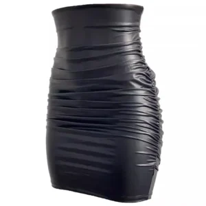 Dopasowana mini sukienka bodycon ze skóry ekologicznej Czarny