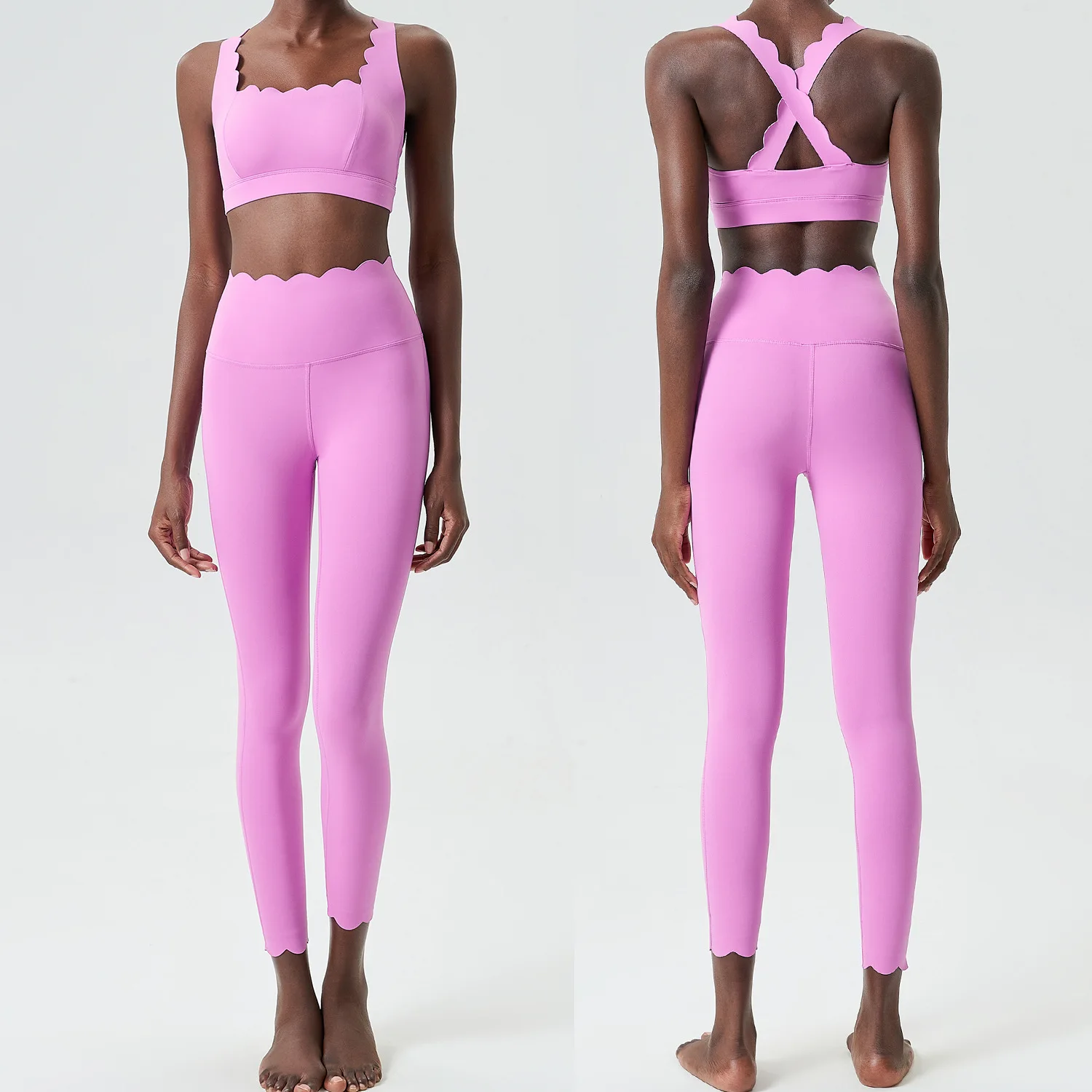Dopasowany zestaw do fitnessu damski: top i legginsy slim fit Cherry