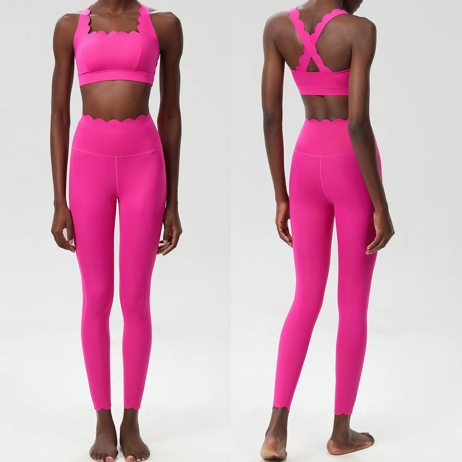 Dopasowany zestaw do fitnessu damski: top i legginsy slim fit Czerwona róża