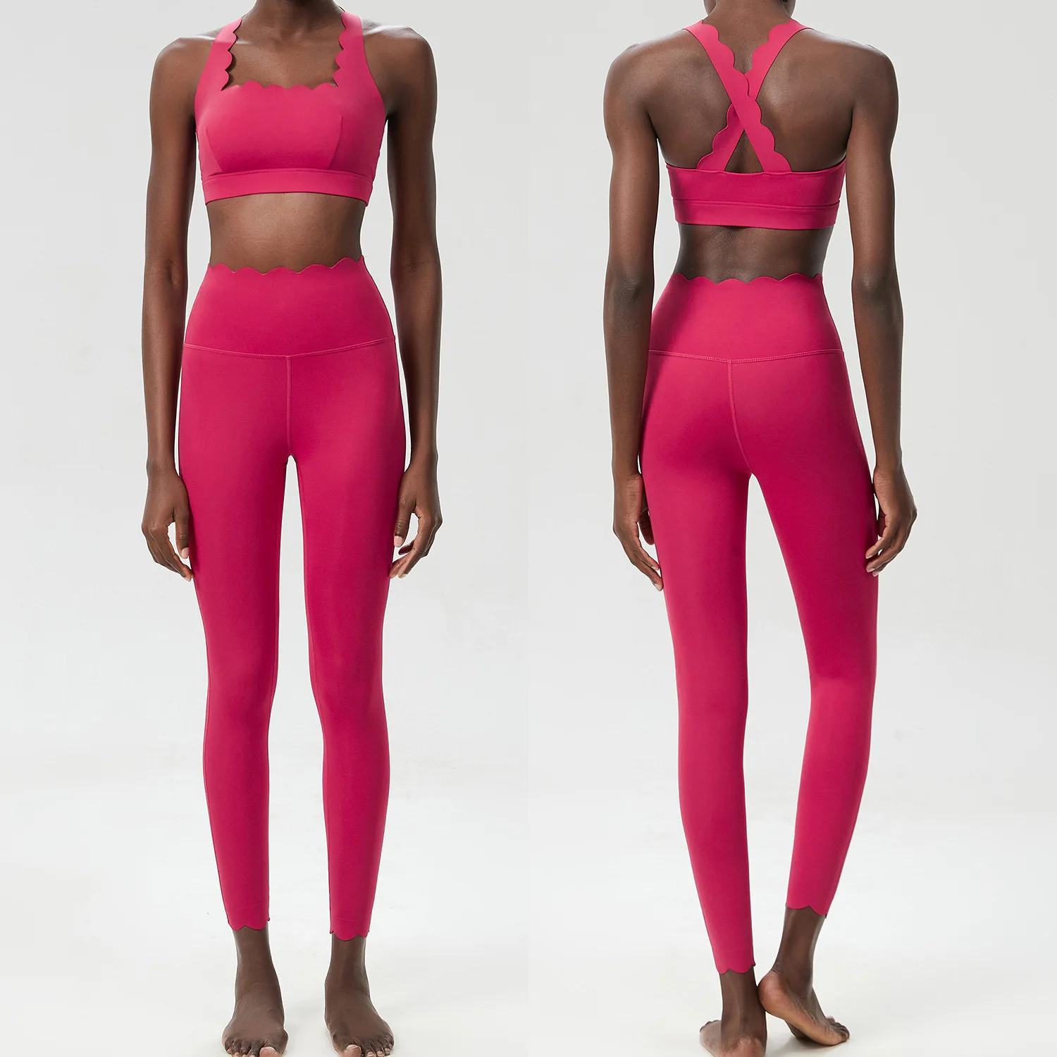 Dopasowany zestaw do fitnessu damski: top i legginsy slim fit Jasny niebieski